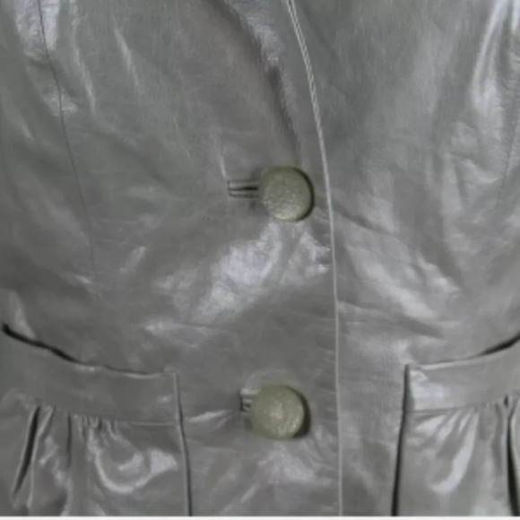 Cole Haan Collection Women's Leather Jacket  Metallic Mint Green  Size 4 - Picture 4 of 14